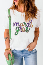 Load image into Gallery viewer, White Sequin mardi gras Graphic T Shirt
