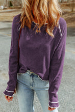 Load image into Gallery viewer, Tillandsia Purple Textured Round Neck Long Sleeve Top

