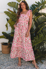 Load image into Gallery viewer, Pink Floral Lace Tied Strap Empire Waist Maxi Dress

