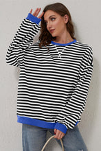 Load image into Gallery viewer, Black Stripe Oversized Contrast Trim Pullover Sweatshirt

