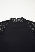 Load image into Gallery viewer, Black Leopard Mesh Patchwork Knit Long Sleeve Top
