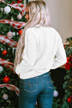 Load image into Gallery viewer, White Merry &amp; Bright Round Neck Casual Sweater
