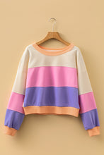 Load image into Gallery viewer, Phalaenopsis Color Block Patchwork Drop Shoulder Cropped Sweatshirt
