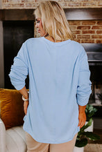 Load image into Gallery viewer, Myosotis Plus Size Ribbed Textured Long Sleeve T Shirt
