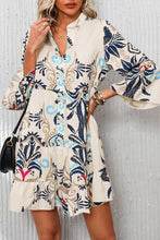 Load image into Gallery viewer, White Printed Tribal Bracelet Sleeve Buttoned Mini Dress
