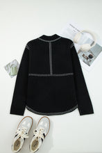 Load image into Gallery viewer, Black Contrast Trim Button up Sweater Cardigan
