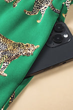 Load image into Gallery viewer, Green Cheetah Print Short Sleeve Shirt and Pants Pajama Set

