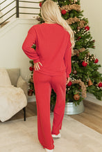 Load image into Gallery viewer, Fiery Red JOLLY Corded Long Sleeve Top and Pockets Pants Set
