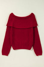 Load image into Gallery viewer, Racing Red Off-the-shoulder Knit Sweater
