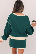 Load image into Gallery viewer, Evergreen Color Contrast Loose Pullover and Lace-up Waist Skort Set
