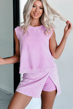 Load image into Gallery viewer, Phalaenopsis 2 Pieces Mineral Wash Cotton Tank Top Lined Split Skirt Set
