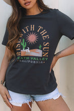 Load image into Gallery viewer, Dark Grey RISE WITH THE SUN Western Fashion Graphic Tee
