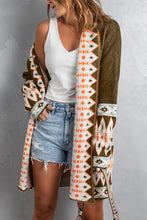 Load image into Gallery viewer, Brown Aztec Print Open Front Knitted Cardigan
