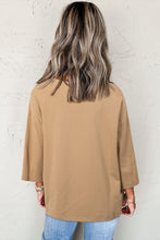 Load image into Gallery viewer, Camel Floral Star Patchwork 3/4 Long Sleeve Top
