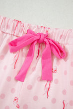 Load image into Gallery viewer, Pink Bow Print Contrast Pipping Short Pajamas Set
