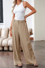 Load image into Gallery viewer, Camel Solid Color Elastic High Waist Loose Cargo Pants
