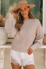 Load image into Gallery viewer, Parchment Cable Knit Sleeve Drop Shoulder Sweater
