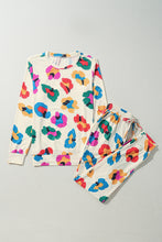 Load image into Gallery viewer, Apricot Leopard Print Long Sleeve Top and Skinny Pants Lounge Set
