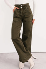 Load image into Gallery viewer, Jungle Green Double Waistband Loose Straight Jeans
