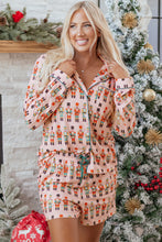 Load image into Gallery viewer, Pink Nutcracker March Long Sleeve Button Up 2pcs Pajama Short Set
