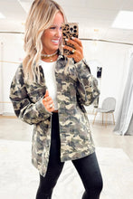Load image into Gallery viewer, Green Camo Chest Pockets Loose Jean Jacket
