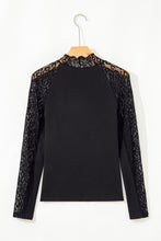 Load image into Gallery viewer, Black Leopard Mesh Patchwork Knit Long Sleeve Top
