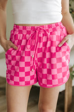 Load image into Gallery viewer, Rose Checkered Drawstring Elastic Waist Casual Shorts
