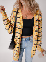 Load image into Gallery viewer, Beige Striped Pom Pom Knit Open Front Long Cardigan
