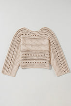 Load image into Gallery viewer, Smoke Gray Hollow-out Cable Knit Cropped Sweater
