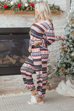 Load image into Gallery viewer, Black Retro Christmas Pattern Loose Pullover 2pcs Lounge Pant Set
