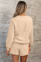 Load image into Gallery viewer, Apricot Striped Accent Pullover and Shorts Two Piece Casual Set
