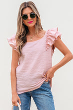 Load image into Gallery viewer, Gossamer Pink Textured Bow Knot Frilled Butterfly Sleeve Blouse
