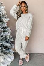 Load image into Gallery viewer, Light Grey Leopard Textured Loose Fit Fleece Lounge Set
