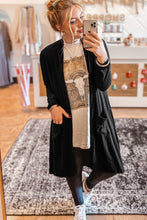 Load image into Gallery viewer, Black Solid Color Open Front Cardigan with Pocket
