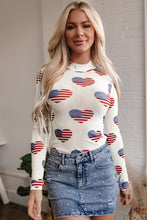 Load image into Gallery viewer, White Americana Glitter Mesh Long Sleeve Bodysuit

