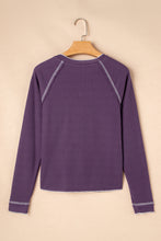 Load image into Gallery viewer, Tillandsia Purple Textured Round Neck Long Sleeve Top
