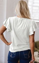 Load image into Gallery viewer, White Layered Ruffle Short Sleeve Round Neck Top
