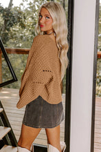 Load image into Gallery viewer, Camel Hollowed Detail Wide Sleeve Loose Pullover Sweater

