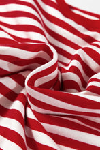 Load image into Gallery viewer, Racing Red Striped Print Drop Shoulder Lace Trim Bracelet Sleeve Loose Top
