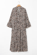 Load image into Gallery viewer, Apricot Leopard Print Tiered Wide Sleeve Maxi Dress
