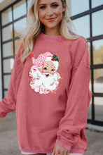Load image into Gallery viewer, Strawberry Pink Santa Claus Sparkle Corded Crew Neck Sweatshirt
