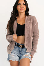 Load image into Gallery viewer, Chestnut Mineral Wash Exposed Seam Patchwork Knit Open Sweater Cardigan
