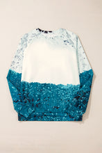 Load image into Gallery viewer, Blue Tie Dye Cow Color Block Pullover Sweatshirt

