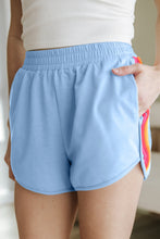 Load image into Gallery viewer, Beau Blue Color Block Stripes Elastic High Waist Active Shorts
