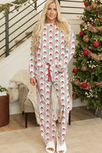 Load image into Gallery viewer, White Father Christmas Striped Print Contrast Drawstring Lounge Pant Set
