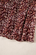 Load image into Gallery viewer, Red Floral Print Sweetheart Neck Shirred Back Mini Dress
