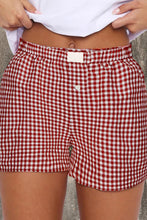 Load image into Gallery viewer, Red Gingham Printed High Waist Shorts
