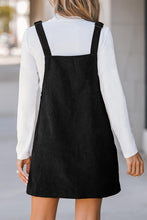 Load image into Gallery viewer, Black Solid Front Pockets Sleeveless Corduroy Overall Dress
