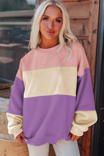 Load image into Gallery viewer, Meadow Mauve Colorblock Patchwork Drop Shoulder Sweatshirt

