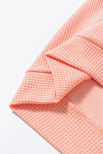 Load image into Gallery viewer, Grapefruit Orange Waffle Knit Wide Bracelet Sleeve Patchwork Raglan Top

